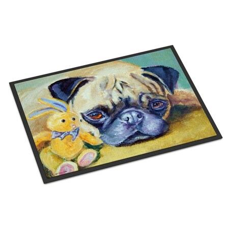 Carolines Treasures 24 x 36 in. Pug Bunny Rabbit Indoor or Outdoor Mat 7423JMAT